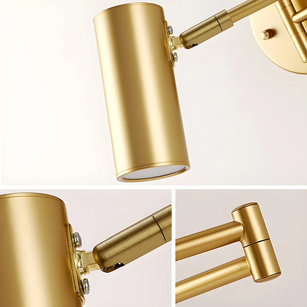 Applique murale moderne dorée à bras articulé simple