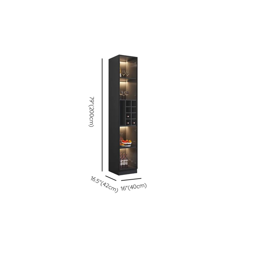 Armoire à vin minimaliste en bois noir avec porte vitrée