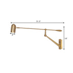 Applique murale à bras articulé avec abat-jour cylindrique en métal doré