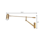Applique murale à bras articulé avec abat-jour cylindrique en métal doré