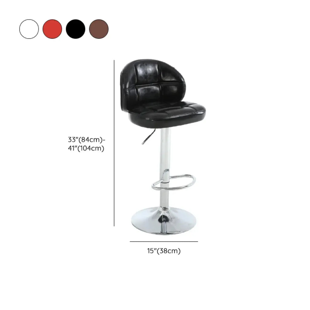 Tabouret de bar pivotant et réglable en cuir contemporain