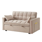 Canapé-lit convertible 4-en-1 – Causeuse en velours – Lit d'appoint avec dossier inclinable, 2 poches latérales