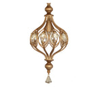 Suspension lumineuse dorée en cristal avec globe en cage pour couloir