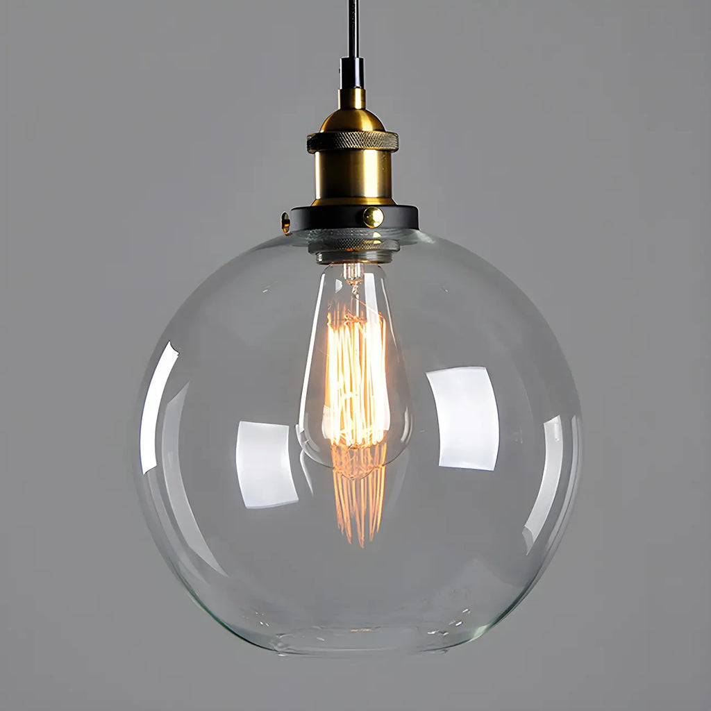 Suspension industrielle géométrique en verre transparent à une lumière pour cuisine