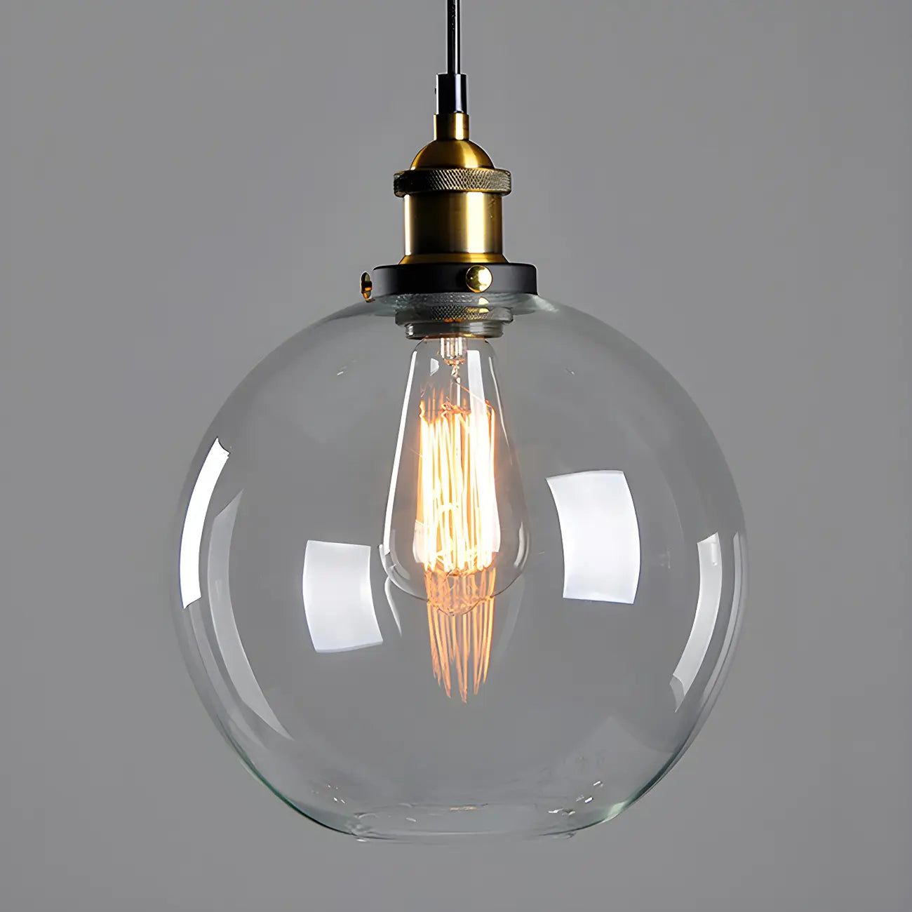 Suspension industrielle géométrique en verre transparent à une lumière pour cuisine