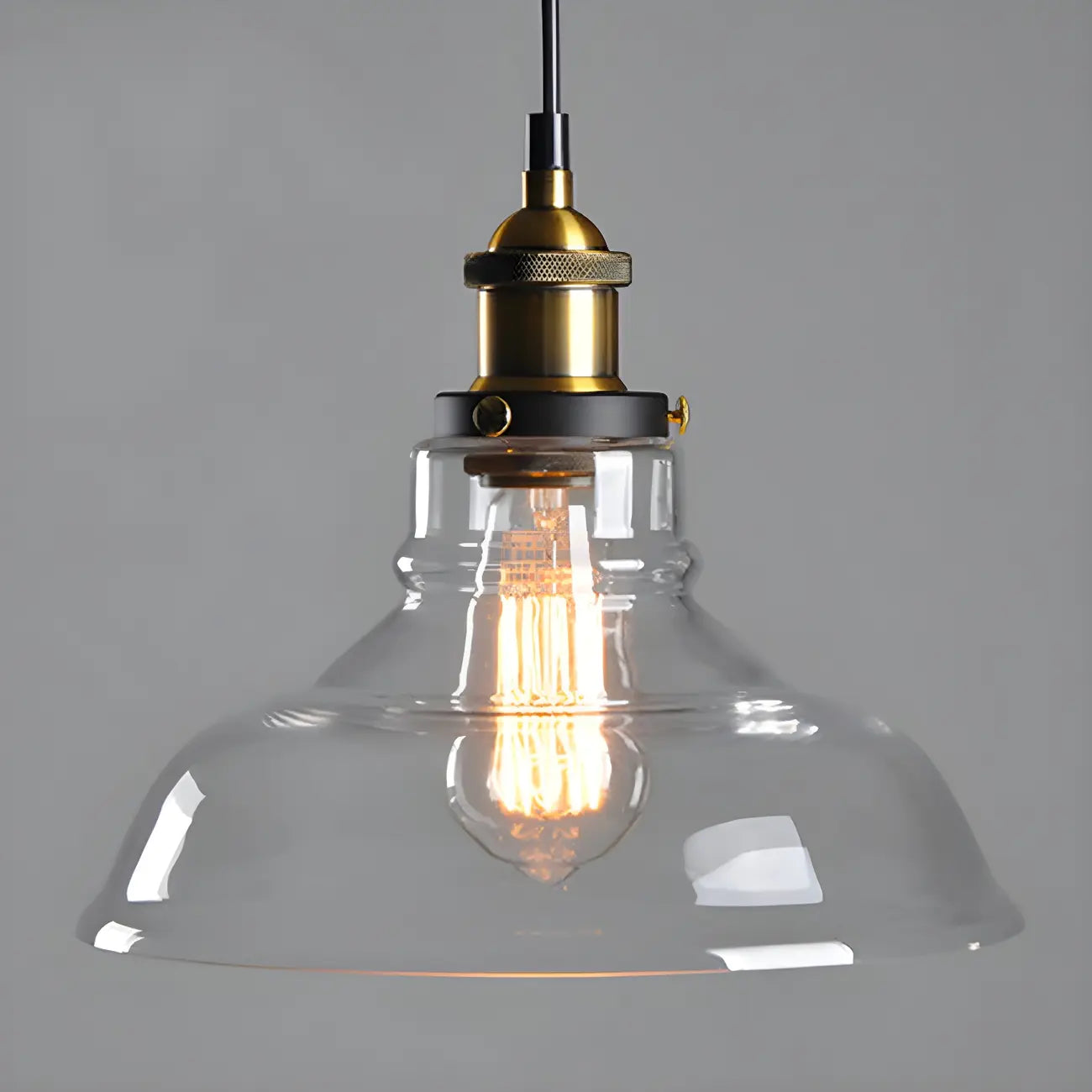 Suspension industrielle géométrique en verre transparent à une lumière pour cuisine