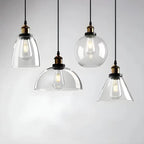 Suspension industrielle géométrique en verre transparent à une lumière pour cuisine