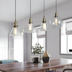 Suspension industrielle géométrique en verre transparent à une lumière pour cuisine