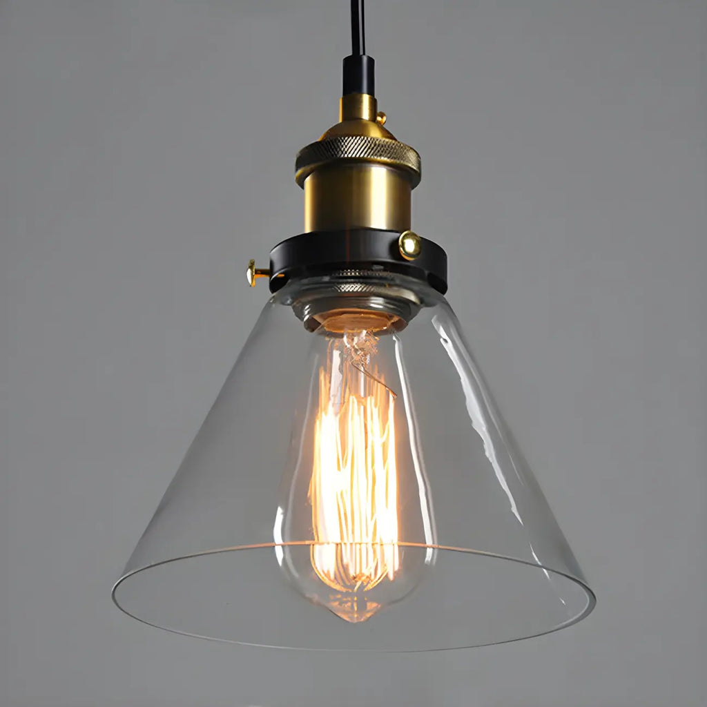 Suspension industrielle géométrique en verre transparent à une lumière pour cuisine
