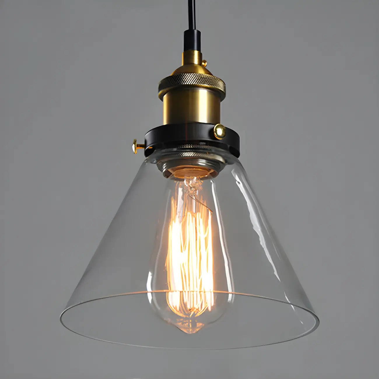 Suspension industrielle géométrique en verre transparent à une lumière pour cuisine