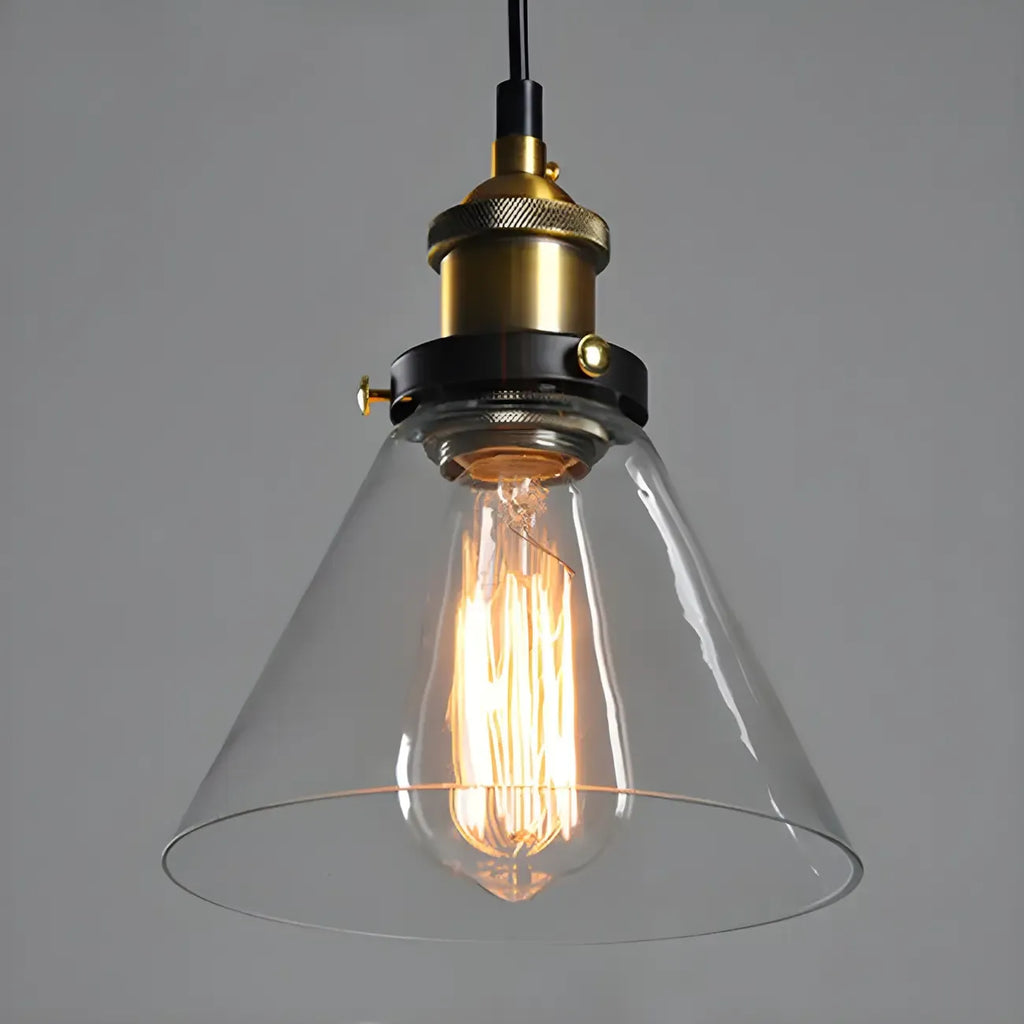 Suspension industrielle géométrique en verre transparent à une lumière pour cuisine