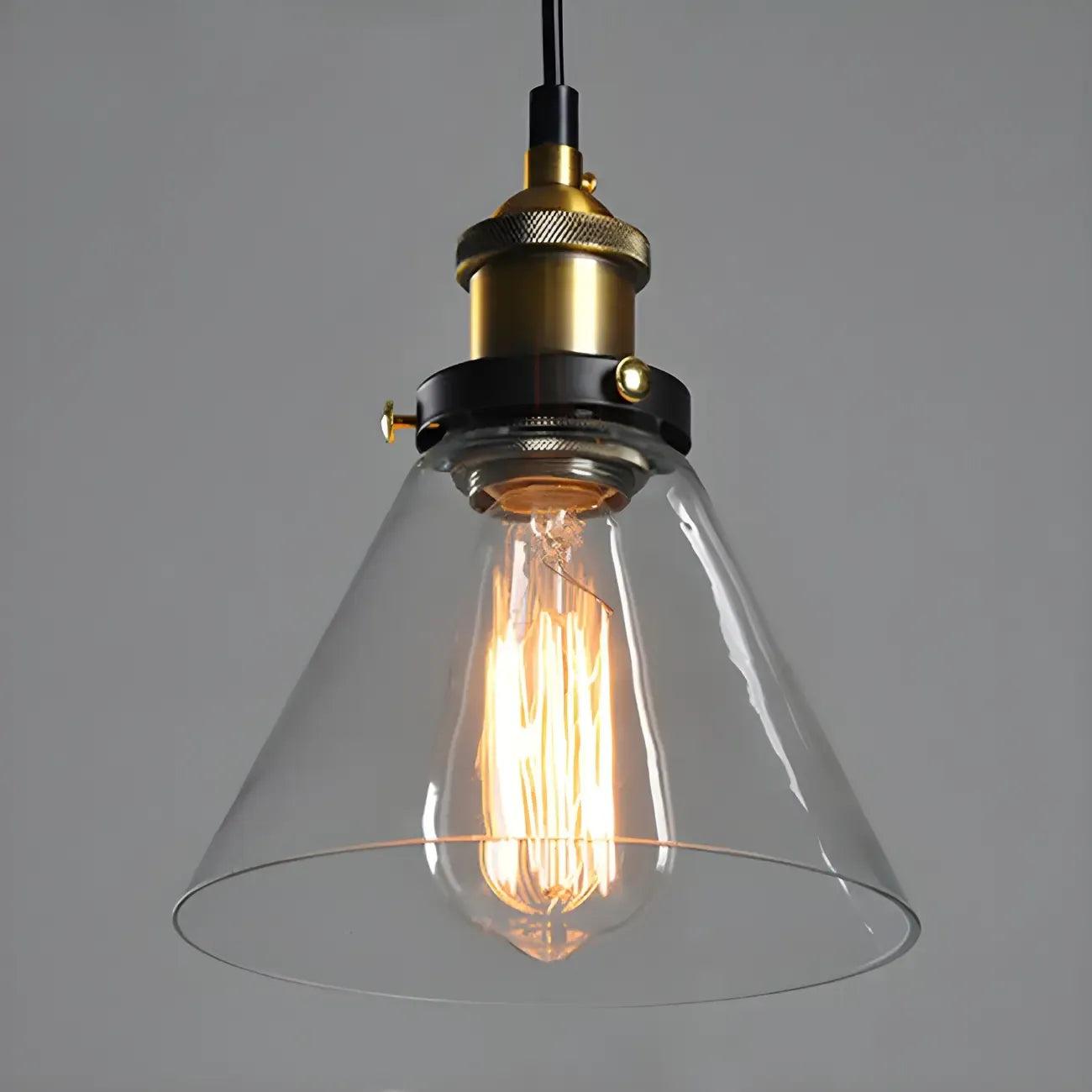 Suspension industrielle géométrique en verre transparent à une lumière pour cuisine