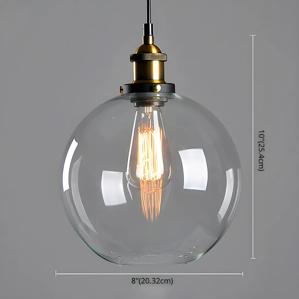 Suspension industrielle géométrique en verre transparent à une lumière pour cuisine