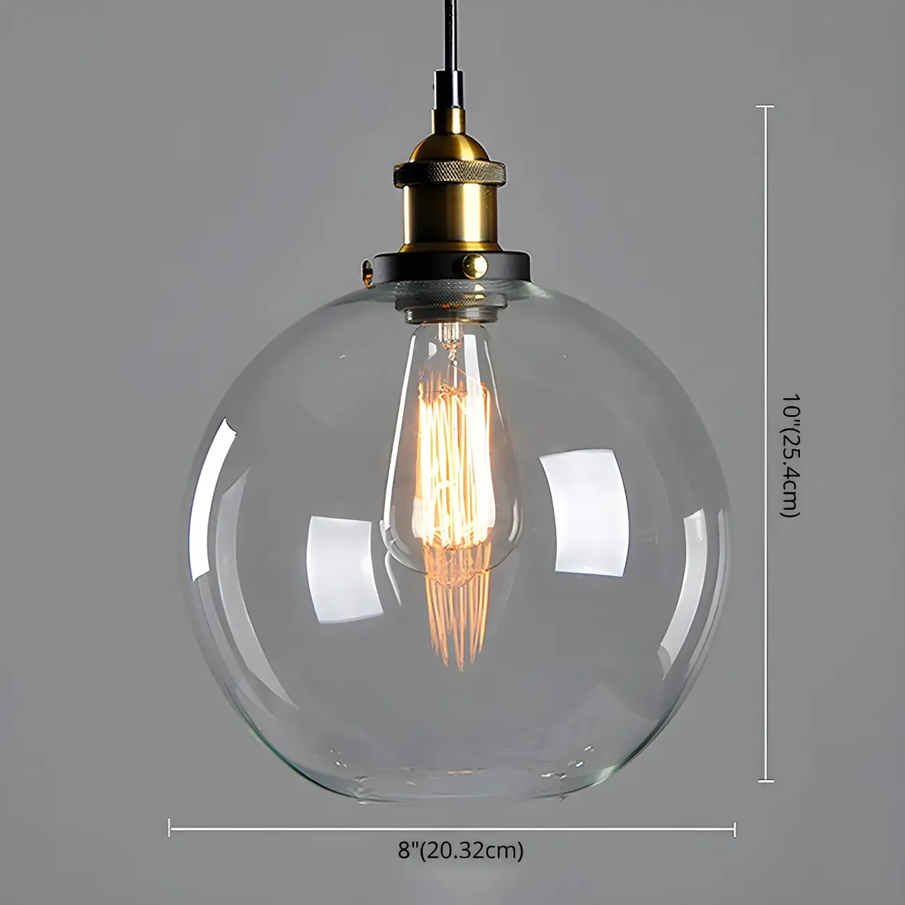 Suspension industrielle géométrique en verre transparent à une lumière pour cuisine