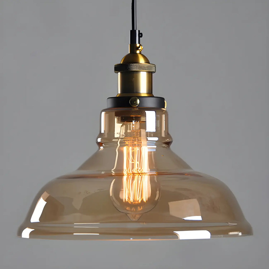Suspension industrielle géométrique en verre transparent à une lumière pour cuisine