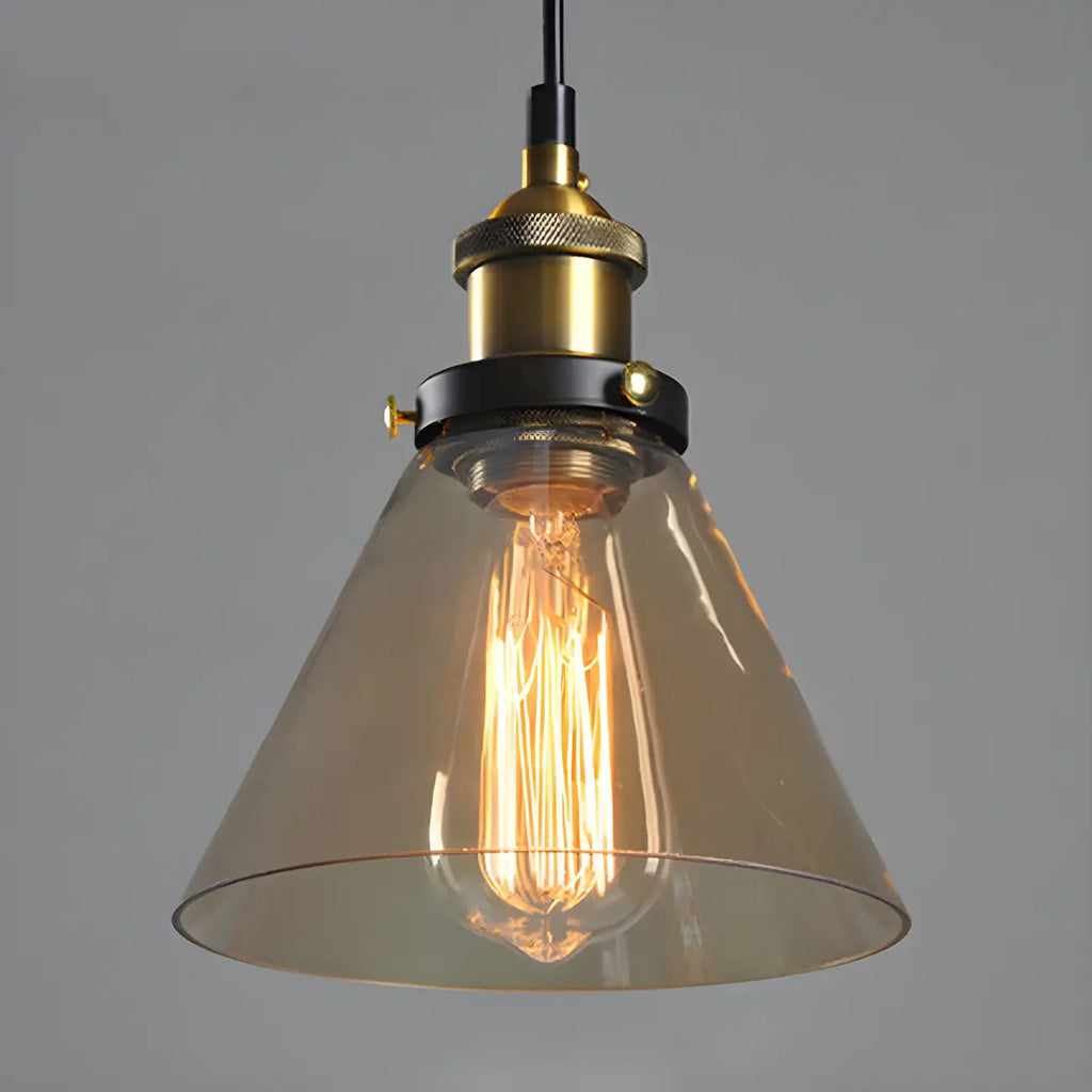 Suspension industrielle géométrique en verre transparent à une lumière pour cuisine