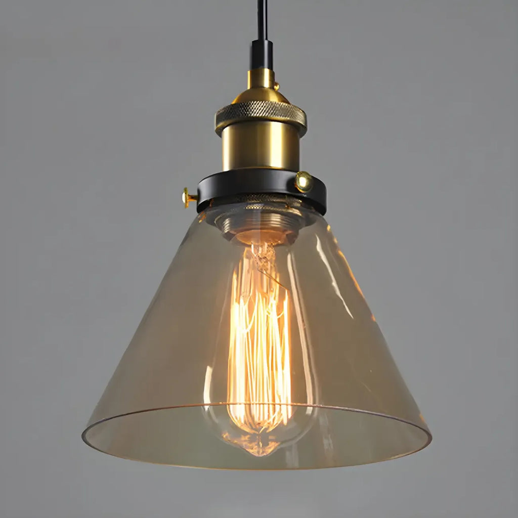 Suspension industrielle géométrique en verre transparent à une lumière pour cuisine