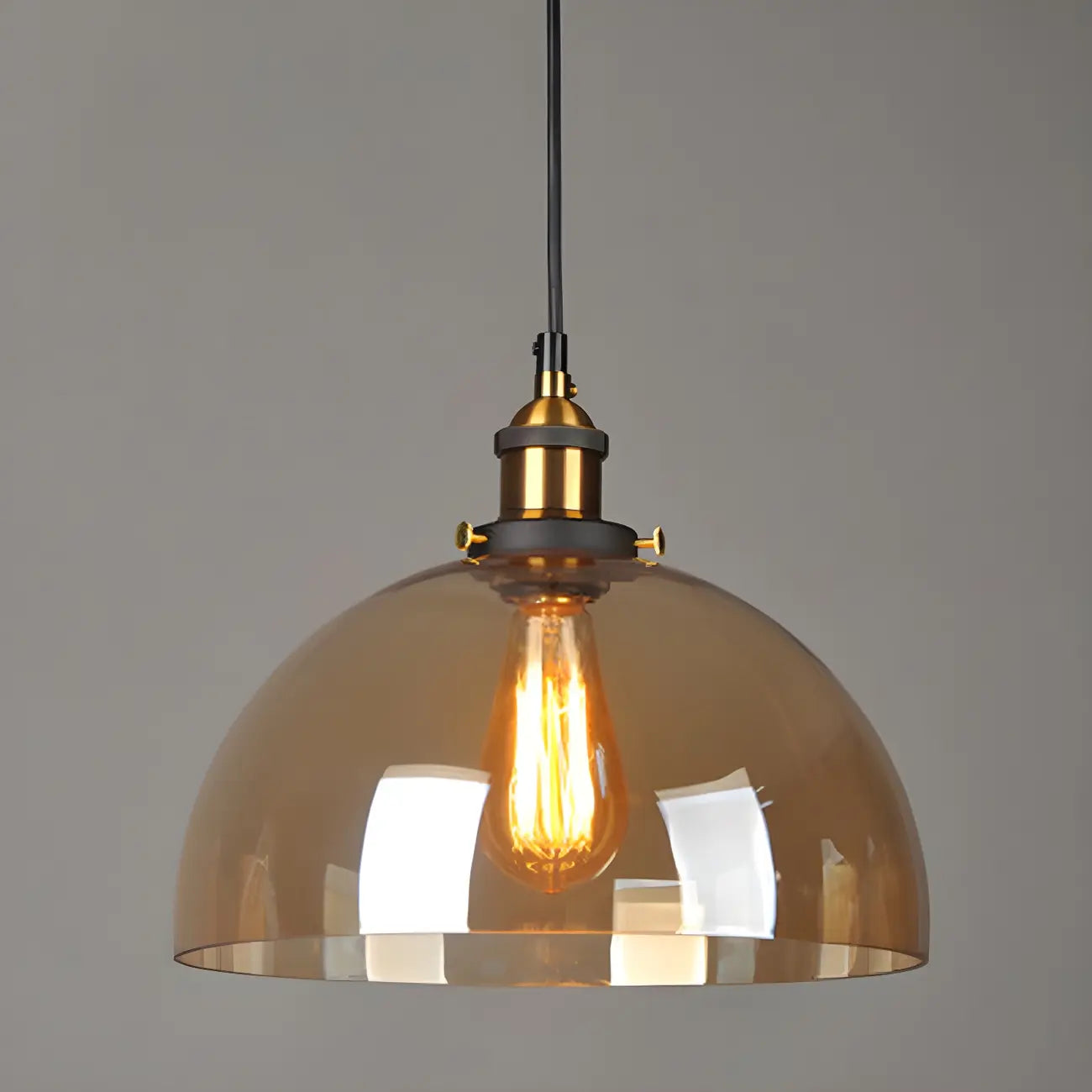 Suspension industrielle géométrique en verre transparent à une lumière pour cuisine