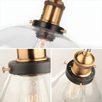 Suspension industrielle géométrique en verre transparent à une lumière pour cuisine