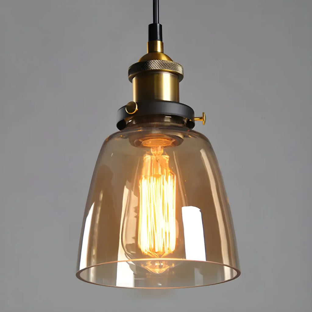 Suspension industrielle géométrique en verre transparent à une lumière pour cuisine