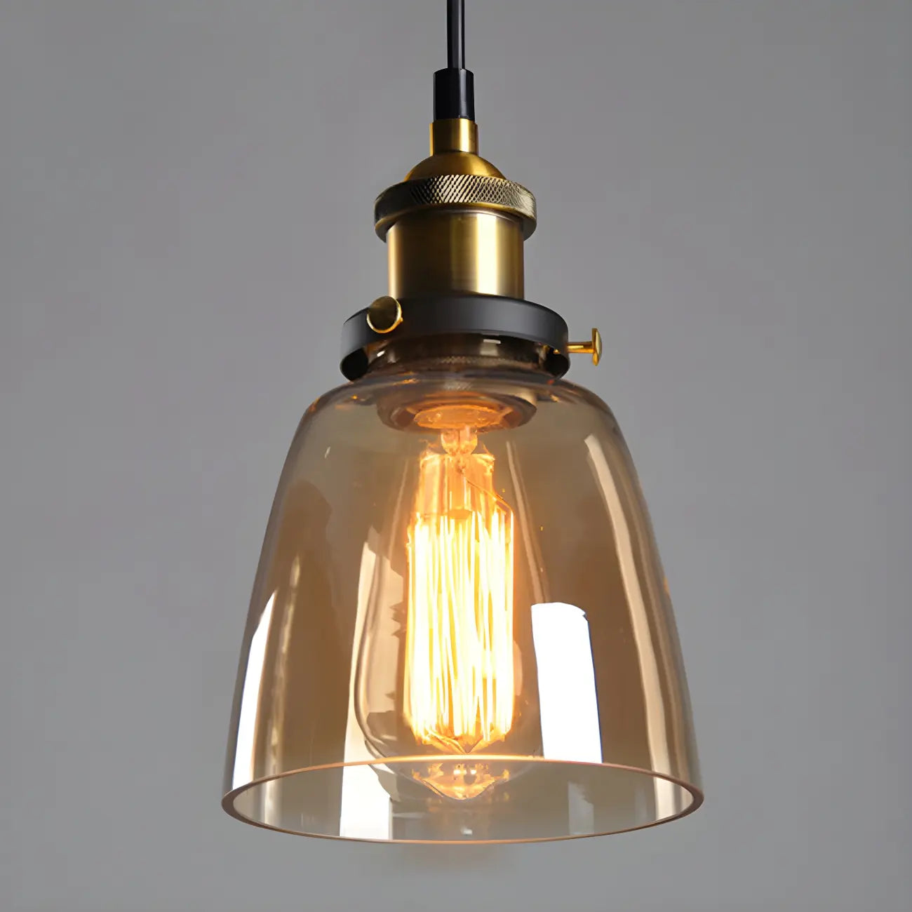 Suspension industrielle géométrique en verre transparent à une lumière pour cuisine