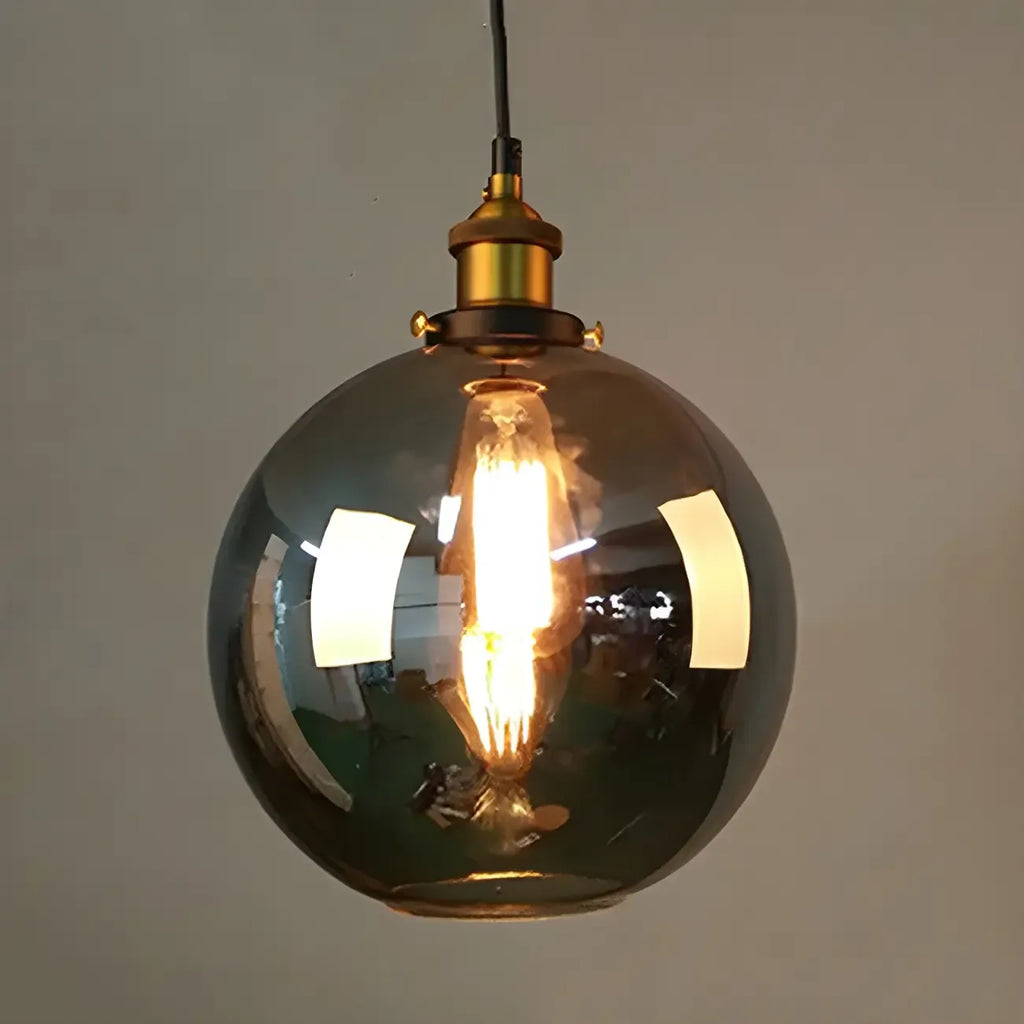 Suspension industrielle géométrique en verre transparent à une lumière pour cuisine