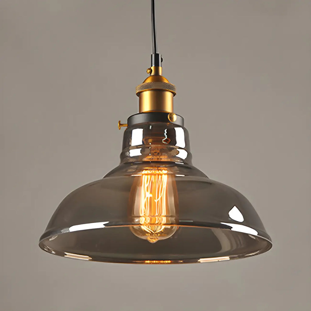 Suspension industrielle géométrique en verre transparent à une lumière pour cuisine