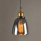 Suspension industrielle géométrique en verre transparent à une lumière pour cuisine