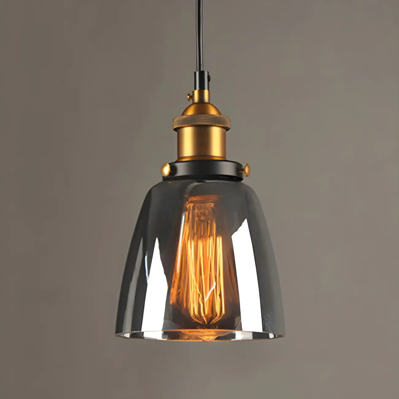 Suspension industrielle géométrique en verre transparent à une lumière pour cuisine
