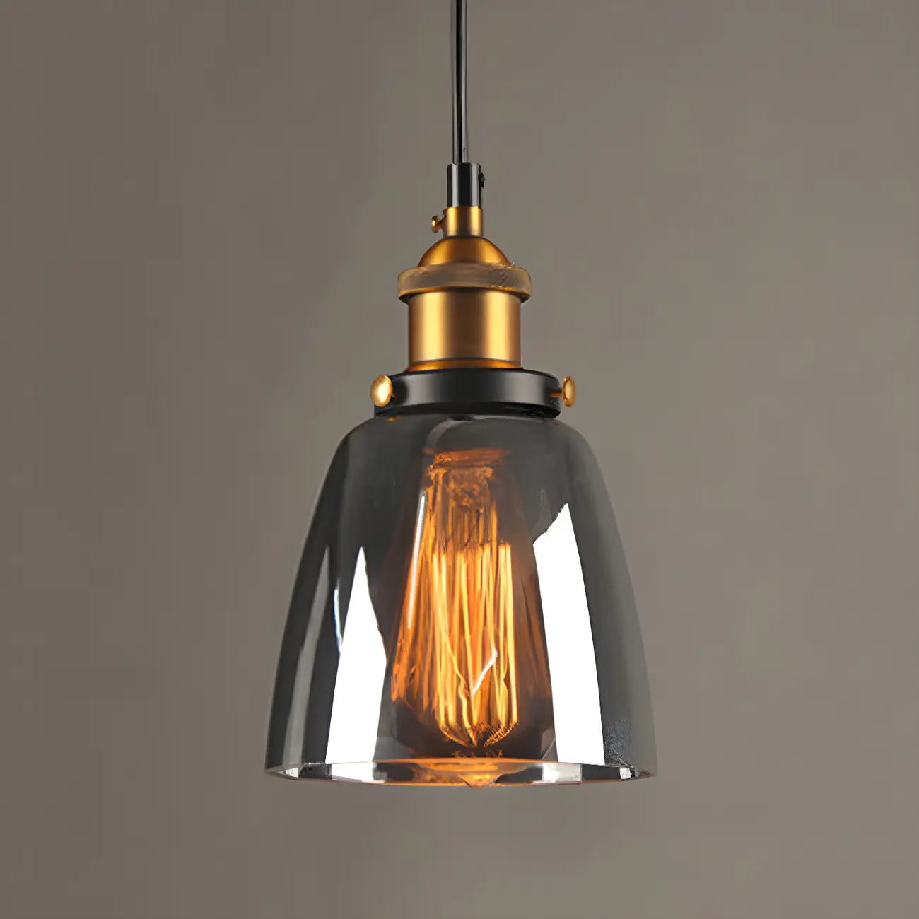 Suspension industrielle géométrique en verre transparent à une lumière pour cuisine