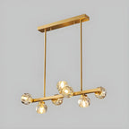 Lustre moderne en cristal doré pour îlot de cuisine