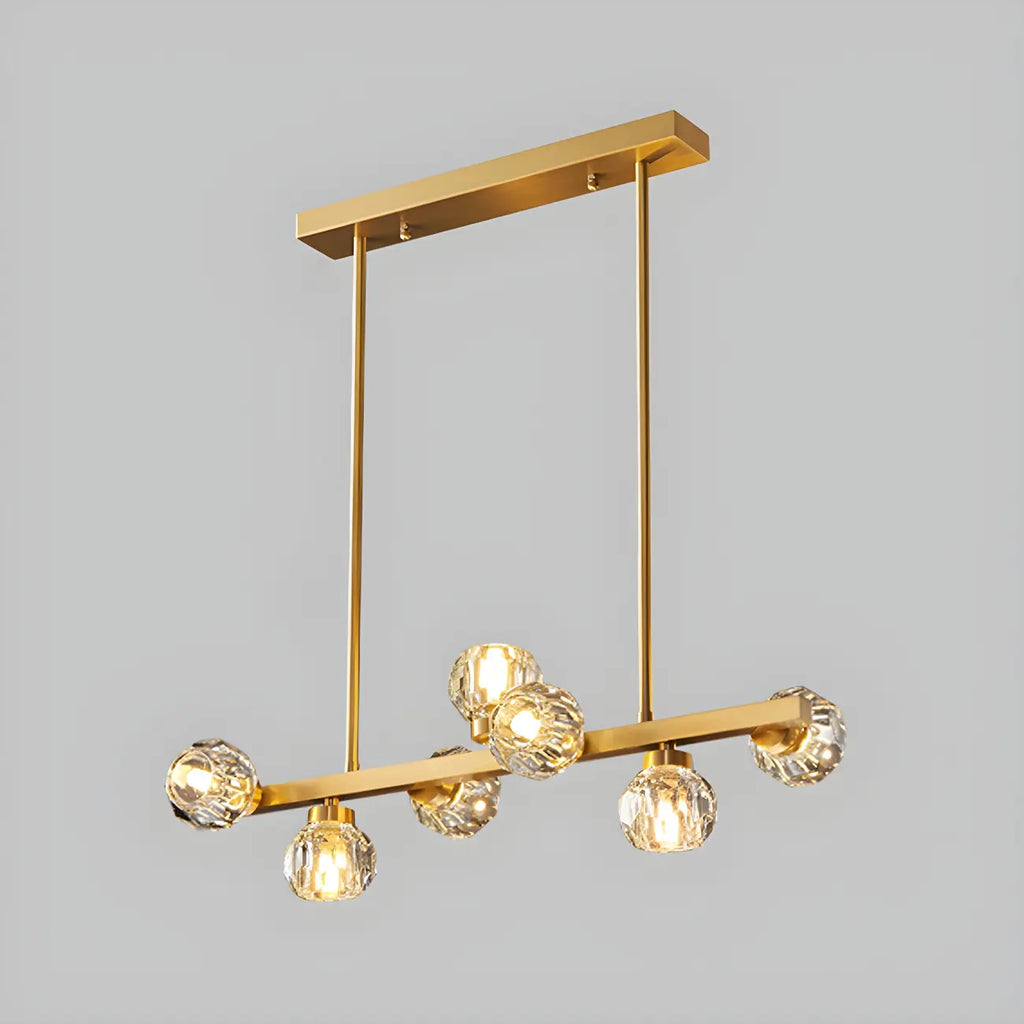 Lustre moderne en cristal doré pour îlot de cuisine