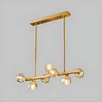 Lustre moderne en cristal doré pour îlot de cuisine