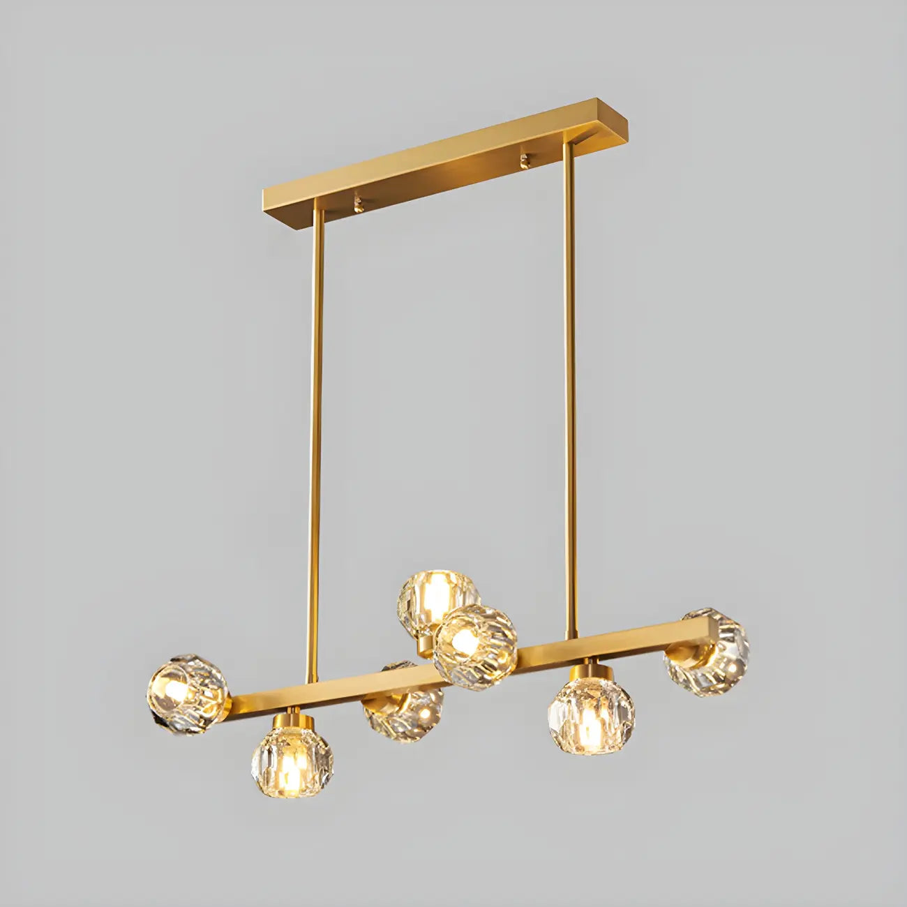 Lustre moderne en cristal doré pour îlot de cuisine