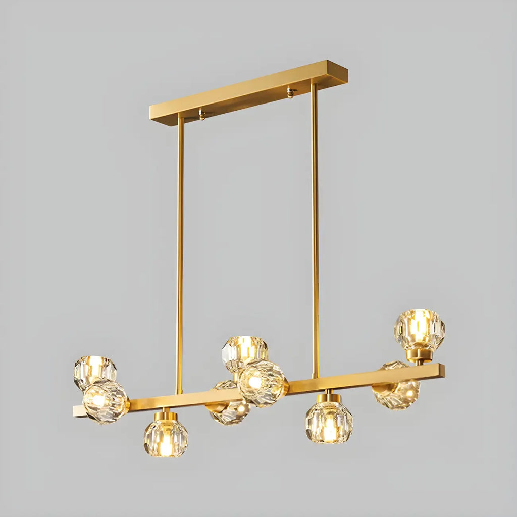 Lustre moderne en cristal doré pour îlot de cuisine