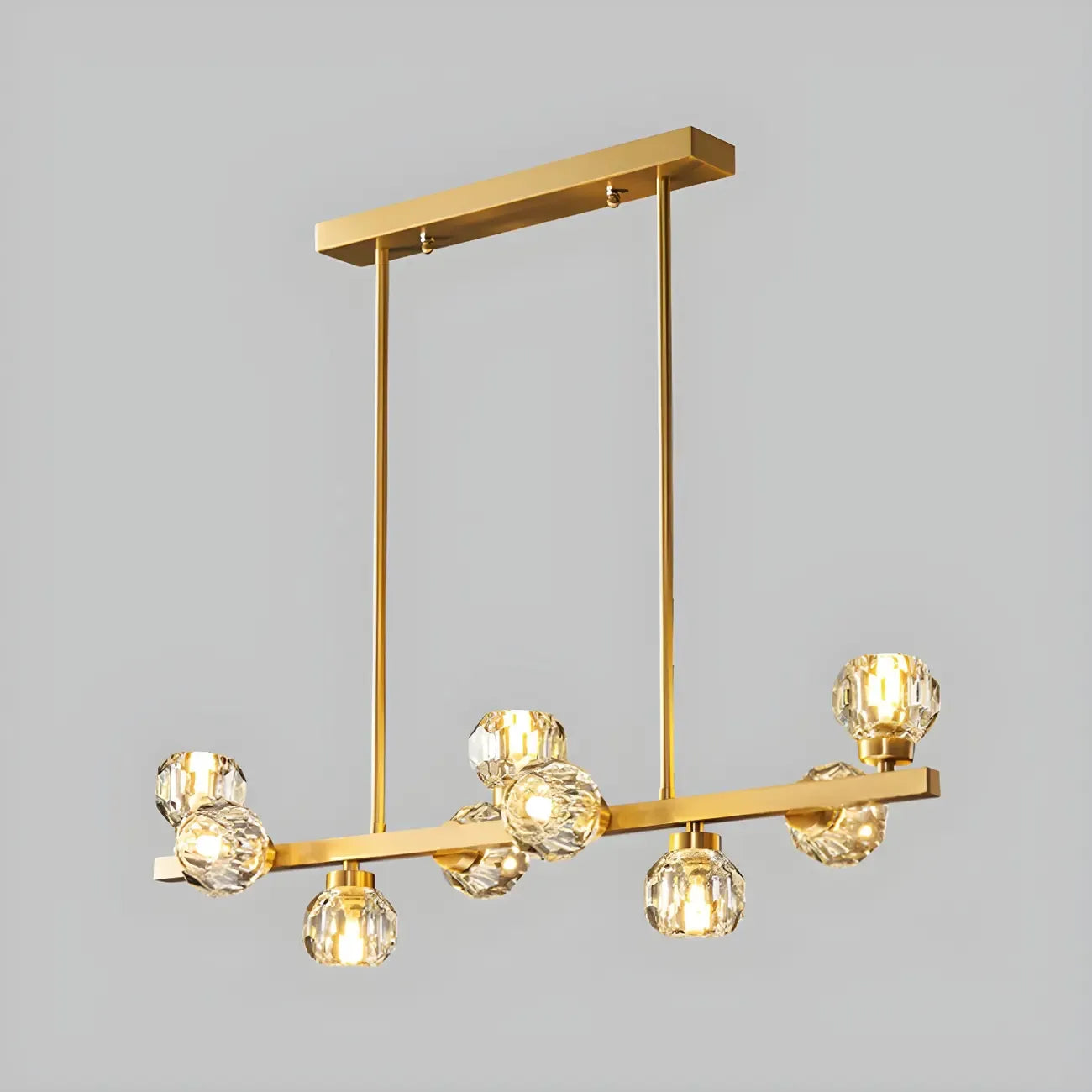 Lustre moderne en cristal doré pour îlot de cuisine