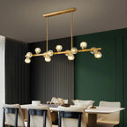 Lustre moderne en cristal doré pour îlot de cuisine