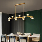 Lustre moderne en cristal doré pour îlot de cuisine