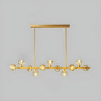 Lustre moderne en cristal doré pour îlot de cuisine