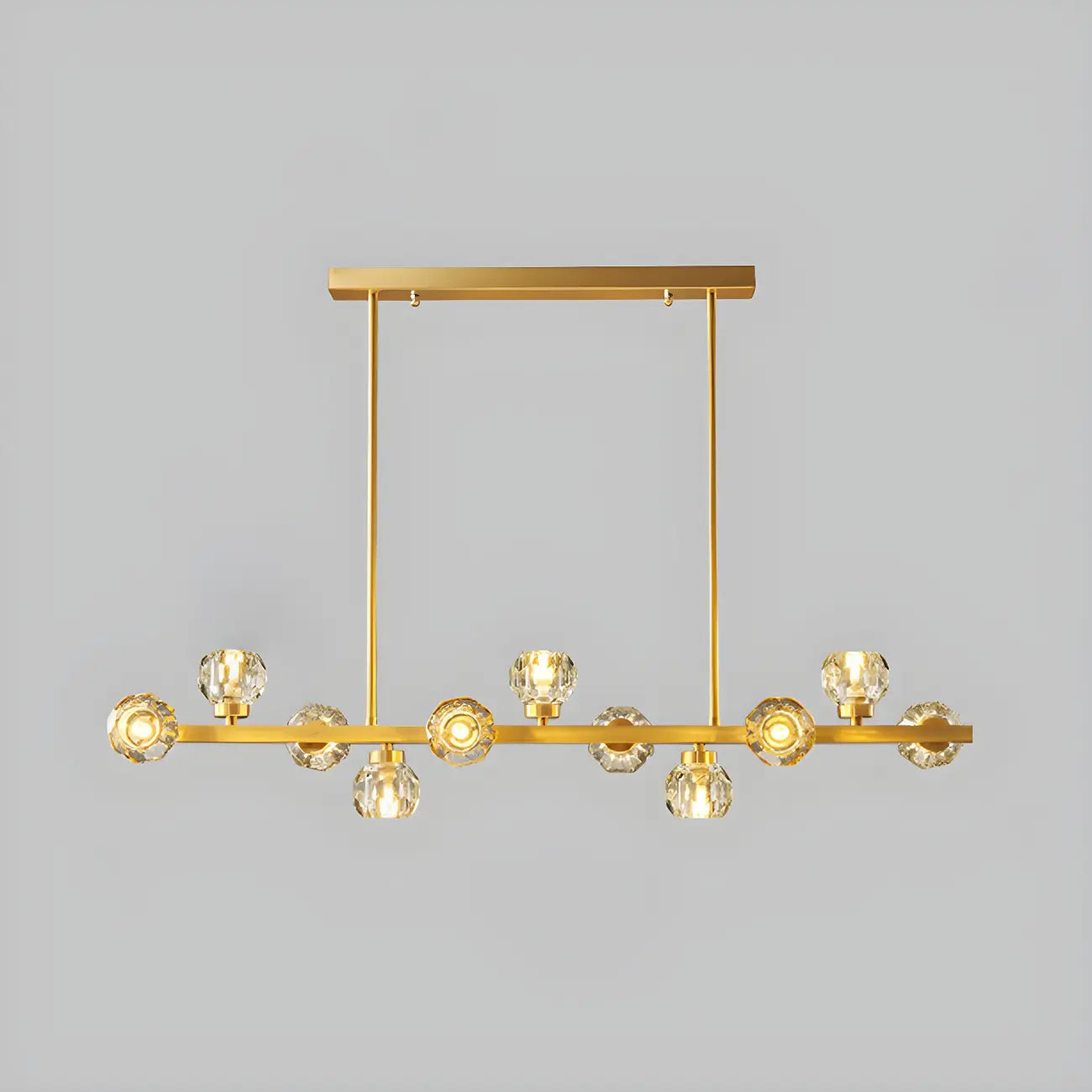 Lustre moderne en cristal doré pour îlot de cuisine