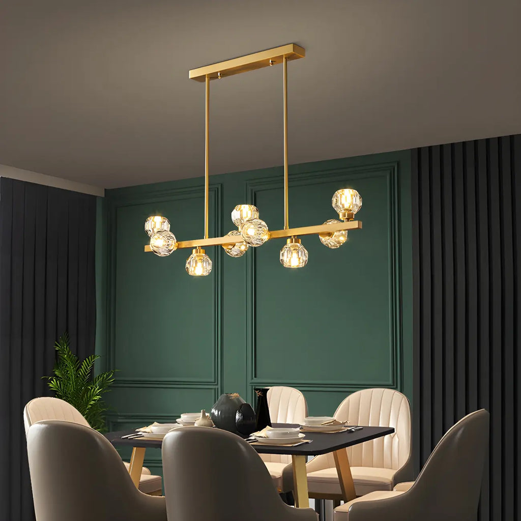 Lustre moderne en cristal doré pour îlot de cuisine
