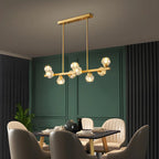 Lustre moderne en cristal doré pour îlot de cuisine