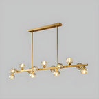 Lustre moderne en cristal doré pour îlot de cuisine