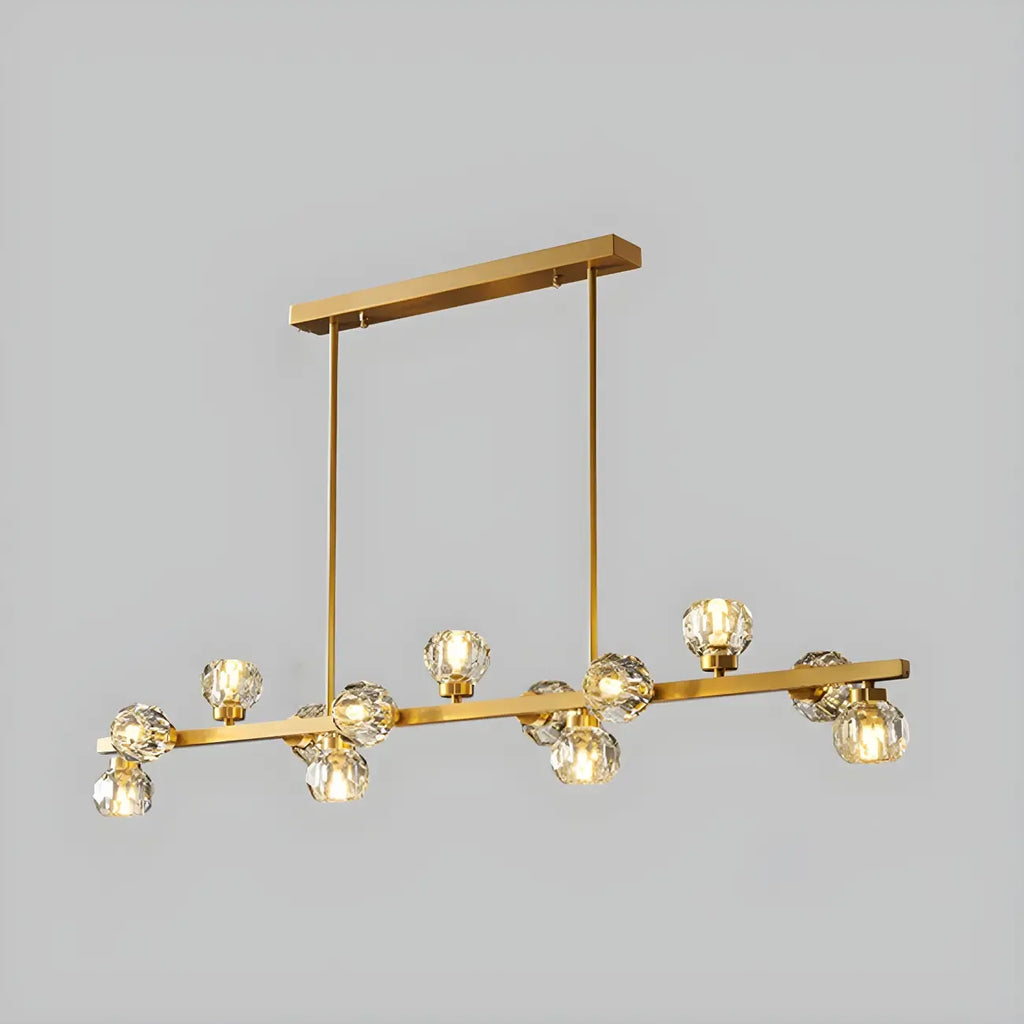 Lustre moderne en cristal doré pour îlot de cuisine