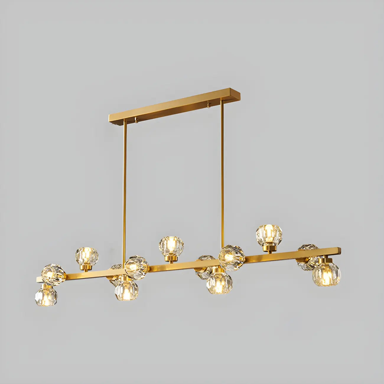 Lustre moderne en cristal doré pour îlot de cuisine
