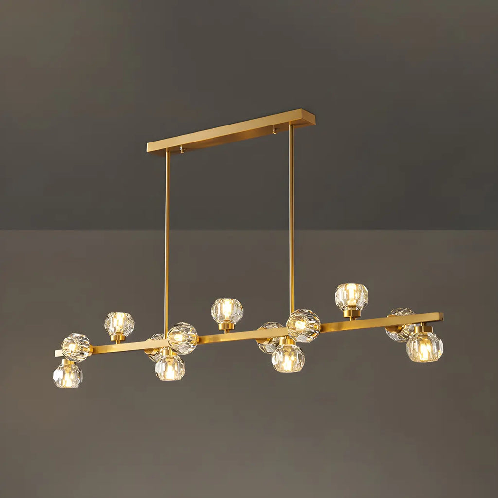 Lustre moderne en cristal doré pour îlot de cuisine
