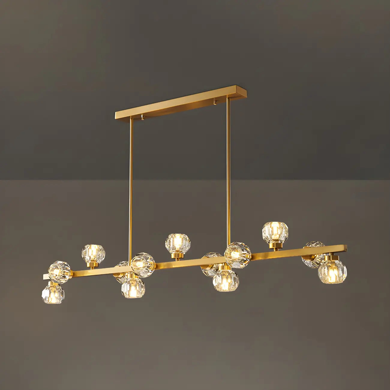 Lustre moderne en cristal doré pour îlot de cuisine