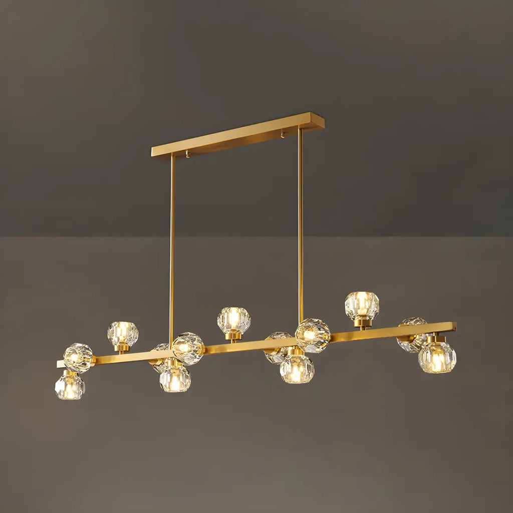 Lustre moderne en cristal doré pour îlot de cuisine