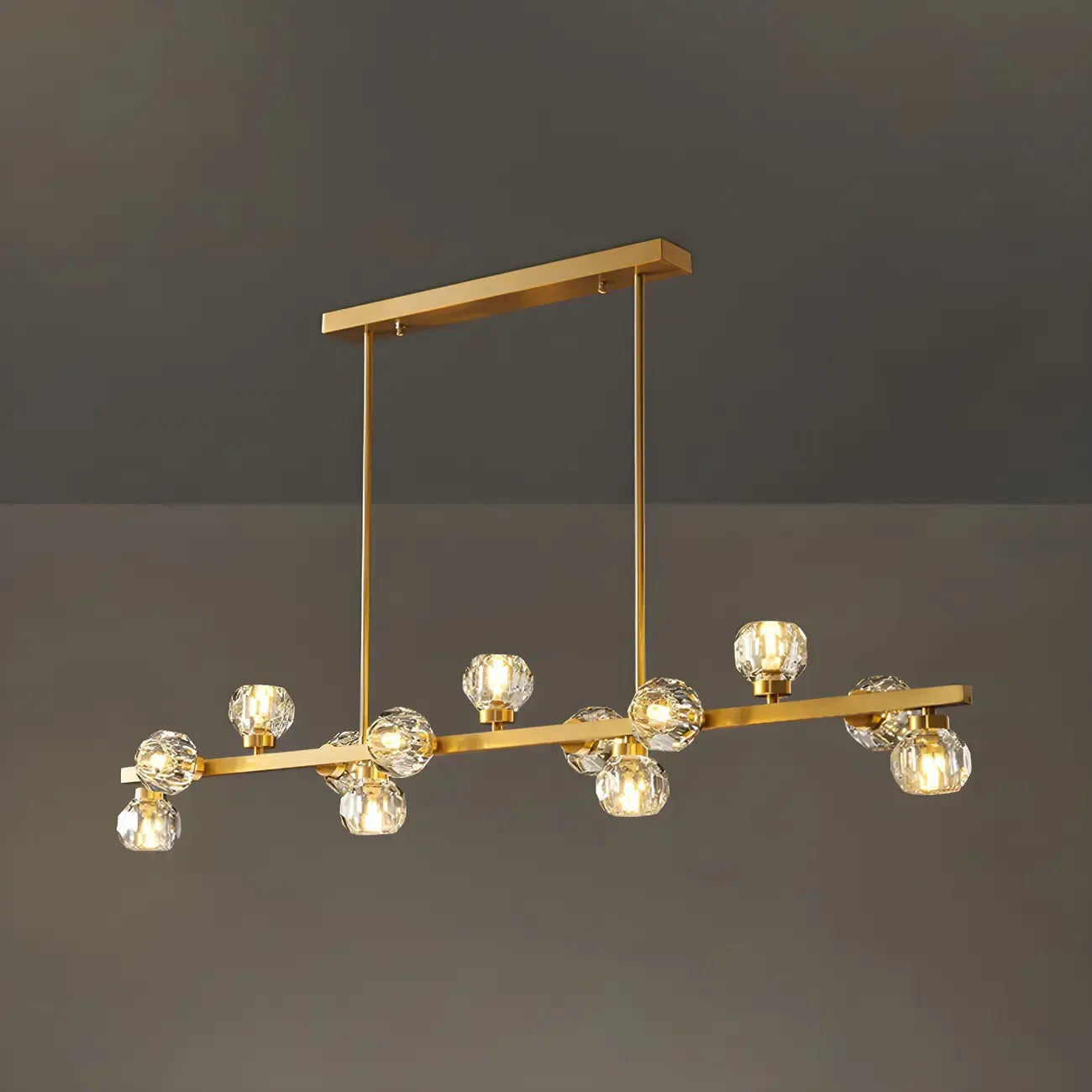 Lustre moderne en cristal doré pour îlot de cuisine