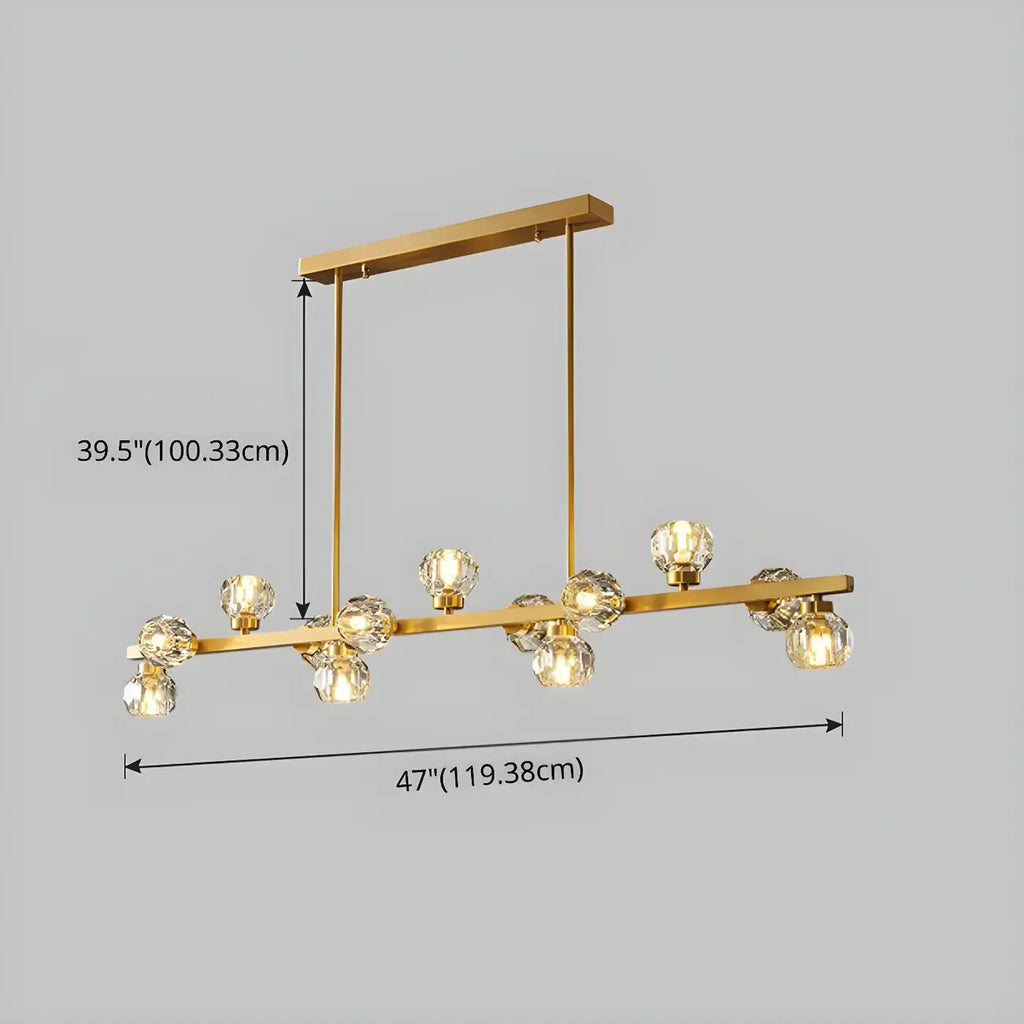 Lustre moderne en cristal doré pour îlot de cuisine